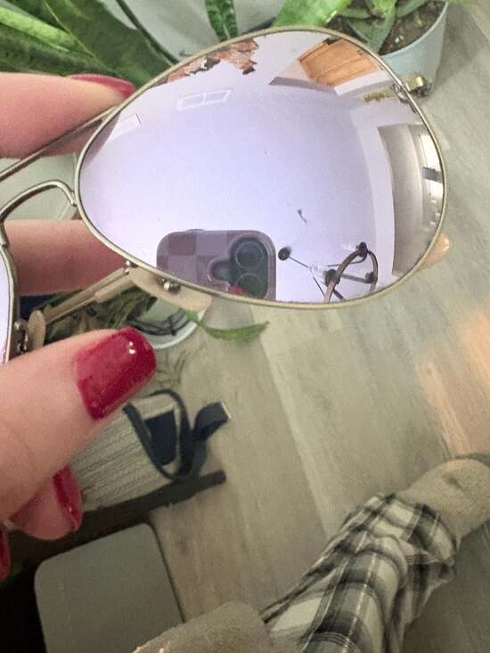 Ray-Ban RB3025 Aviator Large Metal Sunglasses with Purple Mirror Lenses - Picture 3 of 7